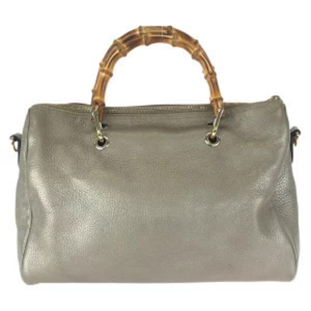 Gucci shoulder bag leather Bamboo Boston Shopper Black